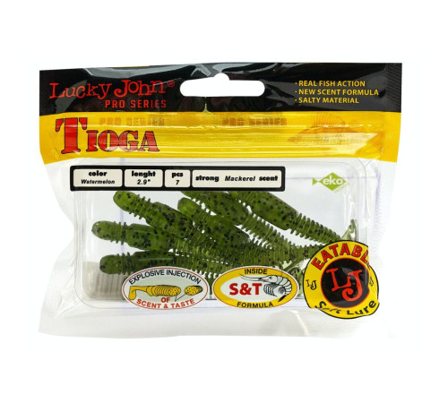 Силиконовые приманки Lucky John Pro Series TIOGA 2.9in PA01, 7шт, виброхвост