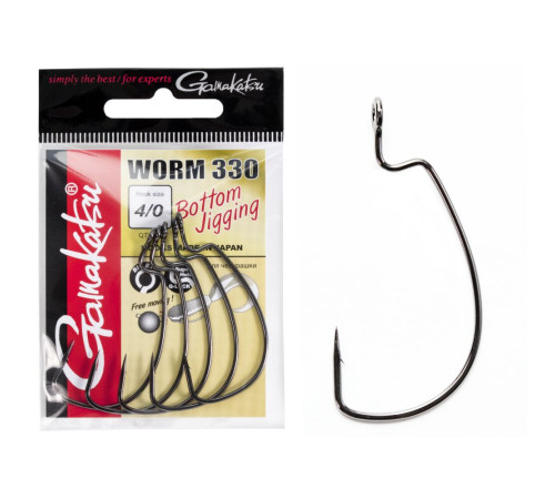 Крючки офсетные Gamakatsu WORM 330 Bottom Jigging, размер 4/0, 5шт
