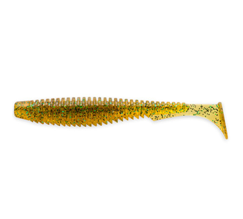 Силиконовая приманка FishUp U-SHAD 3" 036 - Caramel/Green & Black, 9шт, виброхвост
