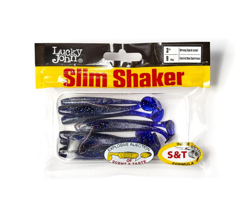 Силиконовые приманки Lucky John Pro Series SLIM SHAKER 3,0in T52, 9шт, виброхвост