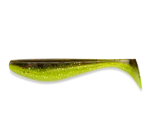Силиконовая приманка FishUp WIZZLE SHAD 3" 203 - Green Pumpkin/Flo Chartreuse, 8шт, виброхвост