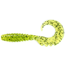 Силиконовые приманки FishUp FANCY GRUB 1" 055 - Chartreuse/Black, 12шт, твистер