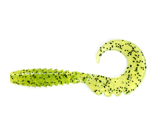 Силиконовые приманки FishUp FANCY GRUB 1" 055 - Chartreuse/Black, 12шт, твистер