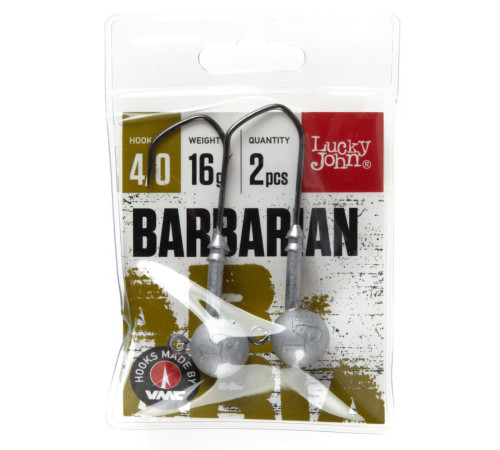 Джиг-головка Lucky John BARBARIAN крючок №4/0, 16гр, 2шт.