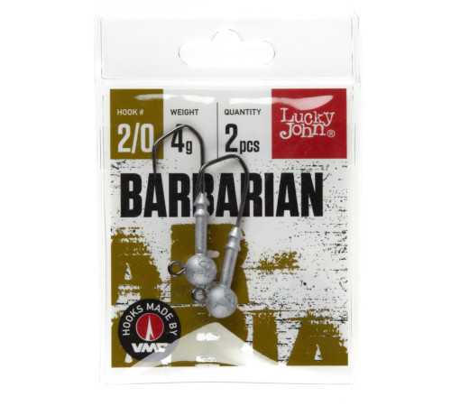 Джиг-головка Lucky John BARBARIAN крючок №2/0, 4гр, 2шт.