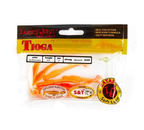 Силиконовые приманки Lucky John Pro Series TIOGA 2.4in T54, 9шт, виброхвост
