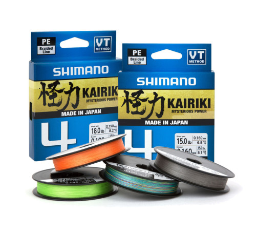 Плетеная леска Shimano Kairiki х4 BRAID Multicolor 150м,  0.19мм
