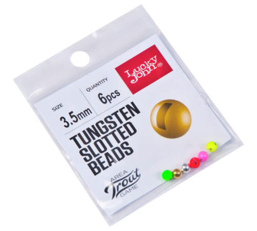 Головки Lucky John Area Trout Game TUNGSTEN SLOTTED BEADS вольфрамовые 3.5мм, 0.3гр, 6шт.