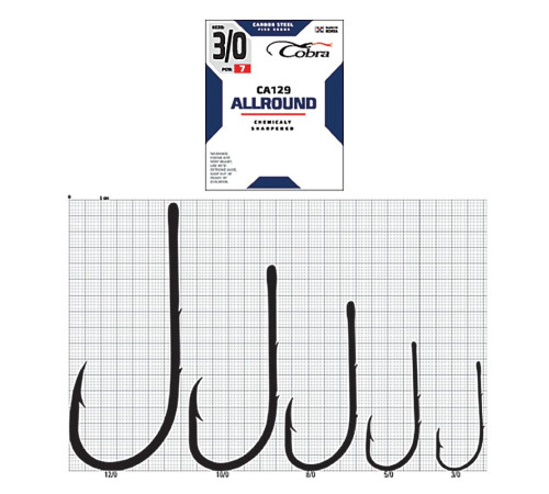 Крючки Cobra ALLROUND сер. CA129, №10/0, 10шт.