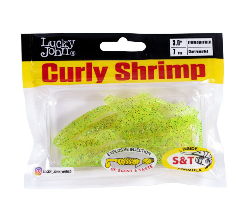 Lucky John Pro Series CURLY SHRIMP 3.0in S15, 7шт.