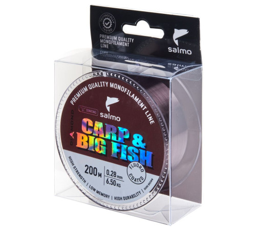 Монофильная леска Salmo Diamond CARP &amp;BIG FISH FLUORO COATED Dark Brown 200м,  0.28мм
