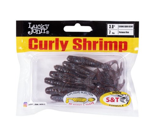 Lucky John Pro Series CURLY SHRIMP 3.0in S19, 7шт.