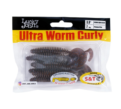 Lucky John Pro Series ULTRA WORM CURLY 3.0in S19, 7шт.