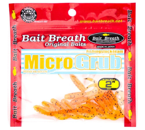 Силиконовые приманки Bait Breath MICRO GRUB 2" Ur20, 12шт, твистер