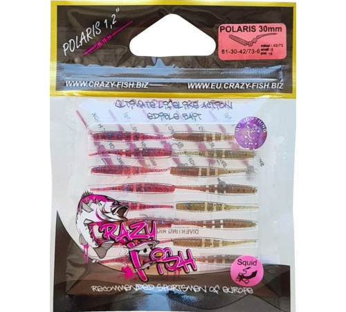 Силиконовые приманки Crazy Fish POLARIS 1.2" 42/73, 16шт, слаг