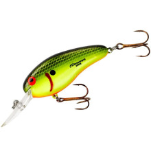 Воблер Pradco Bomber DEEP FLAT A 63F, цвет Chartreuse Black Scales, 10,3 гр.