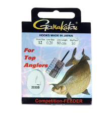 Крючки с поводком Gamakatsu BKD-2030B Bream Feeder Strong 80см 0.20мм, №12, 10шт.