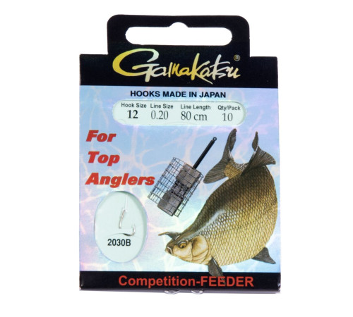 Крючки с поводком Gamakatsu BKD-2030B Bream Feeder Strong 80см 0.20мм, №12, 10шт.