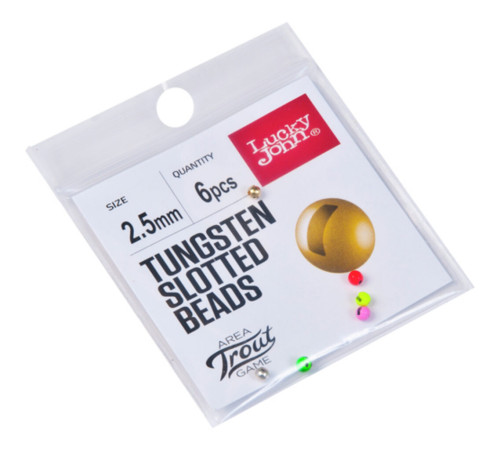 Головки Lucky John Area Trout Game TUNGSTEN SLOTTED BEADS вольфрамовые 2.5мм, 0.1гр, 6шт.