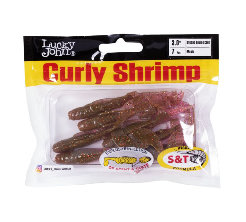 Lucky John Pro Series CURLY SHRIMP 3.0in S14, 7шт.