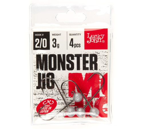 Джиг-головка Lucky John MONSTER JIG крючок №2/0, 3гр, 4шт.