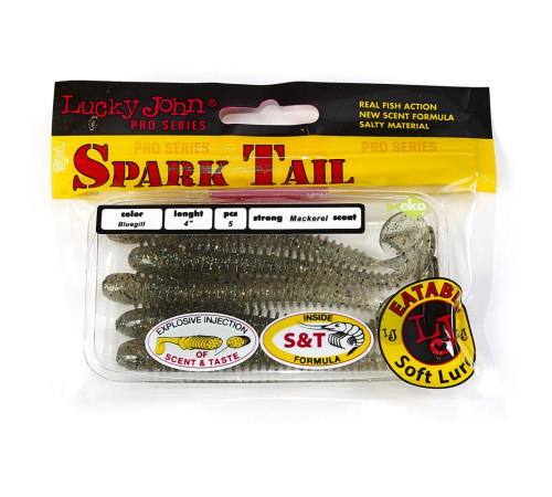 Силиконовые приманки Lucky John Pro Series Spark Tail 4,0in S08, 5шт, виброхвост