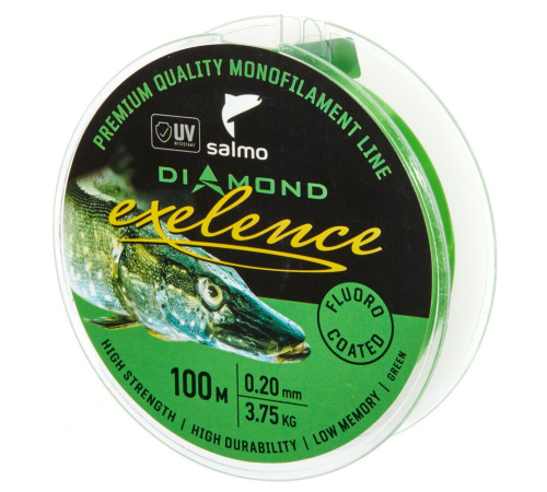 Монофильная леска Salmo Diamond EXELENCE FLUORO COATED Green 100м,  0.2мм