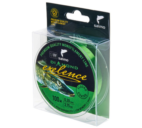 Монофильная леска Salmo Diamond EXELENCE FLUORO COATED Green 100м,  0.2мм