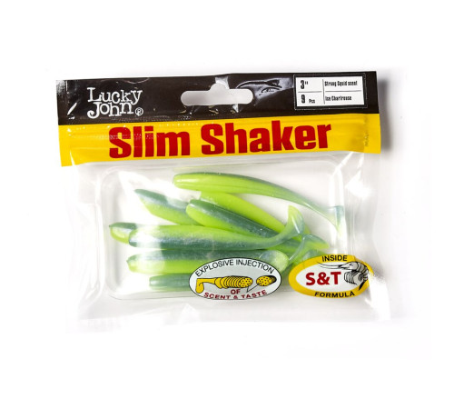 Силиконовые приманки Lucky John Pro Series SLIM SHAKER 3,0in T57, 9шт, виброхвост