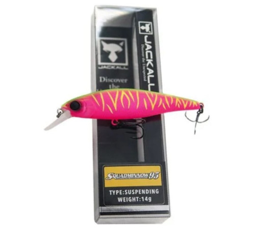 Воблер минноу Jackall SQUAD MINNOW 95SP dragon fruit mat tiger, 14 гр.
