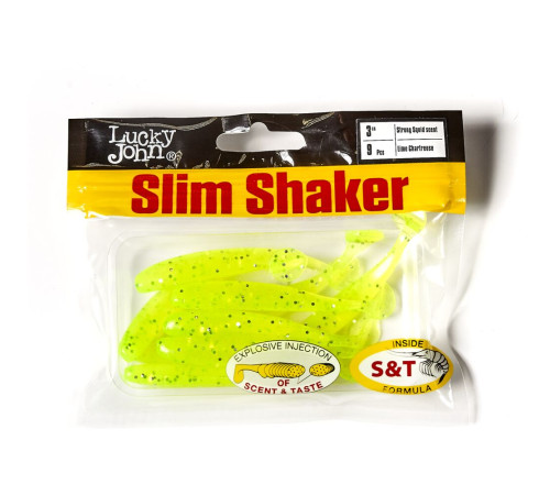 Силиконовые приманки Lucky John Pro Series SLIM SHAKER 3,0in 071, 9шт, виброхвост