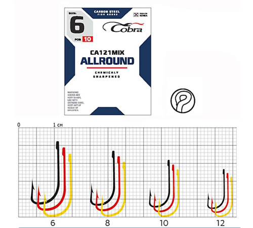Крючки Cobra ALLROUND сер. CA121 MIX, №6, 10шт.