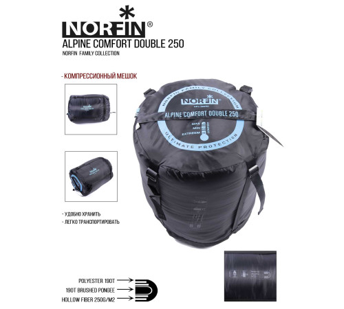 Спальный мешок двухместный Norfin Alpine Comfort Double 250 (0°С)
