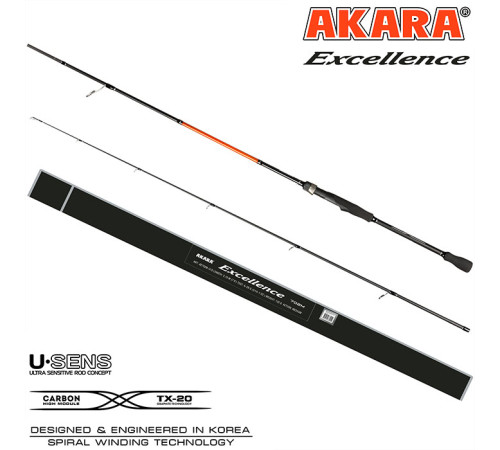 Спиннинг Akara Excellence MH 802, углеволокно, штекерный, 2.4 м, тест: 8-35 г, 168 г