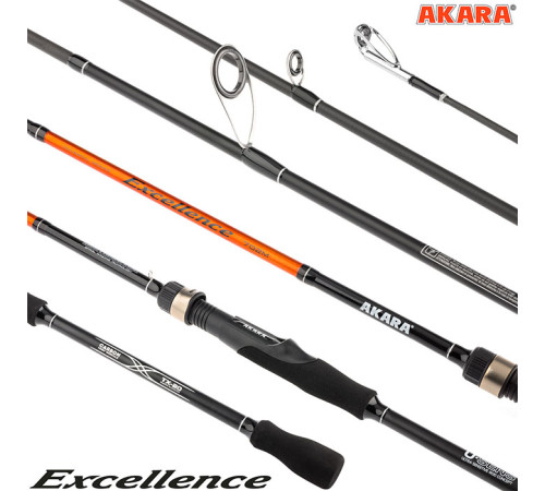 Спиннинг Akara Excellence MH 802, углеволокно, штекерный, 2.4 м, тест: 8-35 г, 168 г