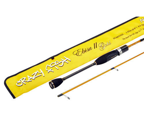 Спиннинг Crazy Fish Ebisu 2 Gold SG602SUL Nano Jig new style, углеволокно, 1.83 м, тест: 0.5-3 г, 80 г